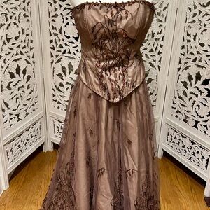 Elegant Strapless Embroidered Gown